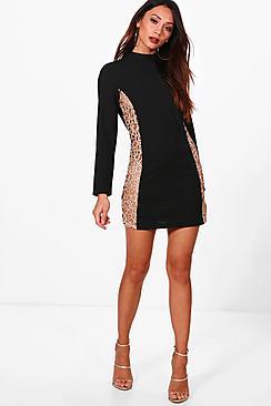Boohoo Petite Mina Metallic Crochet Bodycon Dress
