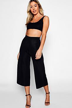 Boohoo Petite Knitted Rib Slinky Culottes