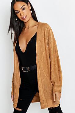 Boohoo Tall Cable Knit Cardigan
