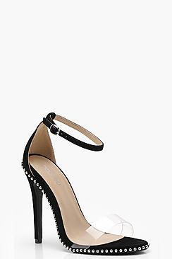 Boohoo Clear And Stud Heels