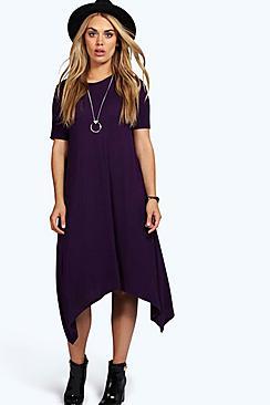Boohoo Plus Moira Hanky Hem Swing Dress
