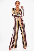 Boohoo Ella Wrap Wide Leg Jumpsuit