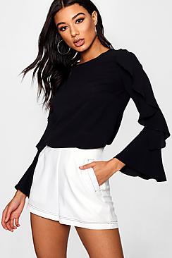 Boohoo Faye Ruffle Sleeve Blouse