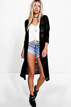 Boohoo Eve Side Split Pointelle Festival Cardigan