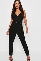 Boohoo Paperbag Belted Woven Slim Fit Trousers