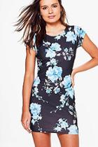 Boohoo Trixie Floral Cap Sleeve Bodycon Dress