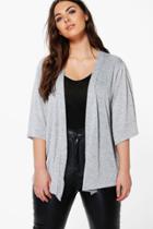 Boohoo Plus Julia Shimmer Knitted Cardigan Silver