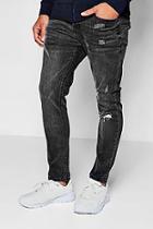 Boohoo Skinny Fit Ankle Grazer Jeans Single Knee Rip