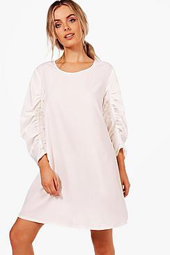 Boohoo Niamh Rouched Sleeve Shift Dress