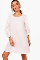 Boohoo Niamh Rouched Sleeve Shift Dress