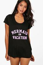 Boohoo Julia Mermaid On Vacation Beach Tee