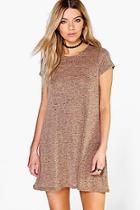 Boohoo Amber Short Sleeve Knitted Swing Dress