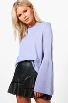 Boohoo Lana Wide Sleeve Jumper Blue