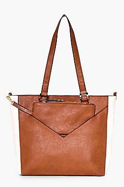Boohoo Mia Colourblock Shopper With Purse