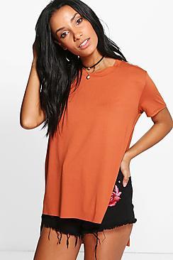 Boohoo Maisie Side Split Oversized Tee