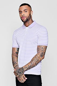 Boohoo Yarn Dye Stripe Polo Neck T-shirt