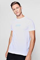 Boohoo Man Blue Box Logo Print T-shirt