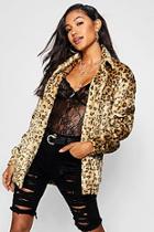 Boohoo Leopard Faux Fur Trucker Jacket