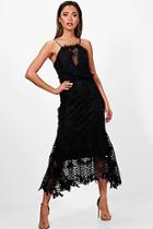 Boohoo Boutique Joy Lace Flared Hem Midi Dress