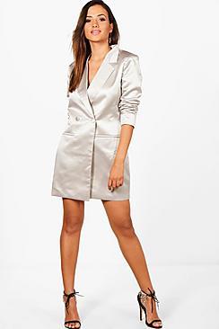 Boohoo Metallic Blazer Dress