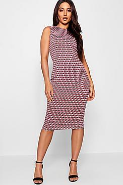 Boohoo Geo Print Midi Dress