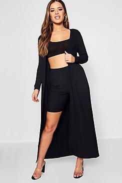 Boohoo Petite Iris Rib Longline Duster Jacket