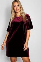 Boohoo Plus Velour T-shirt Dress