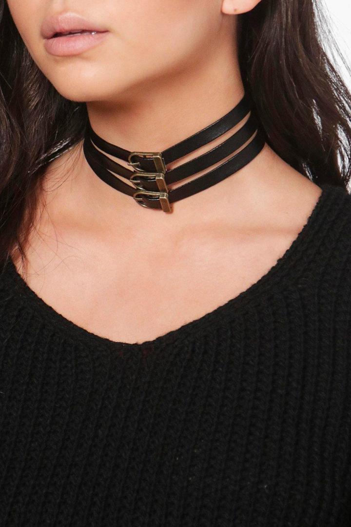 Boohoo Eliza Corset Buckle Belt Detail Choker Black