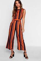 Boohoo High Neck Stripe Jumpsuit