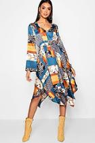 Boohoo Indy Bohemian Scarf Print Midi Dress