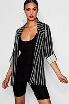Boohoo Sophie Stripe Oversized Roll Sleeve Woven Blazer