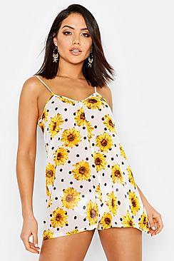 Boohoo Sunflower Spot Beach Playsuit