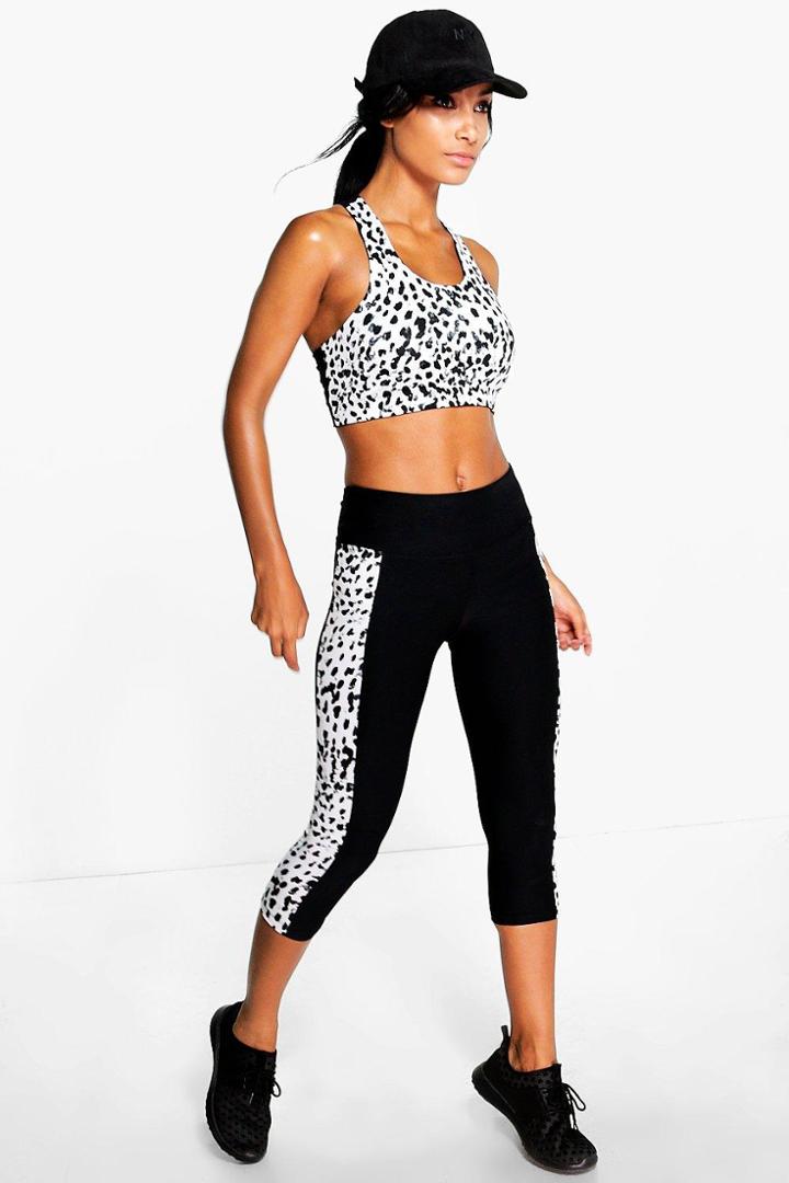 Boohoo Emily Spot Side Panel Performance Running Legging Black