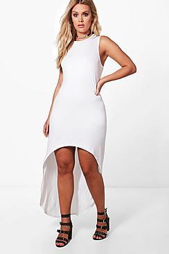 Boohoo Plus Janey Sleeveless Dip Hem Maxi Dress