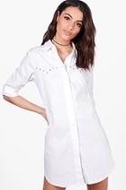 Boohoo Lola Studded Shirt Dress