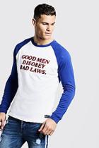 Boohoo Long Sleeve Raglan T-shirt With Towelling Letters