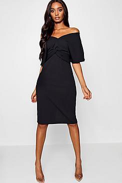 Boohoo Ivy Twist Detail Kimono Sleeve Midi Dress