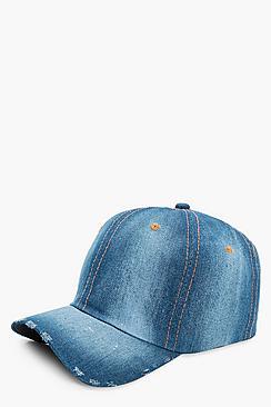 Boohoo Lucy Distressed Denim Cap
