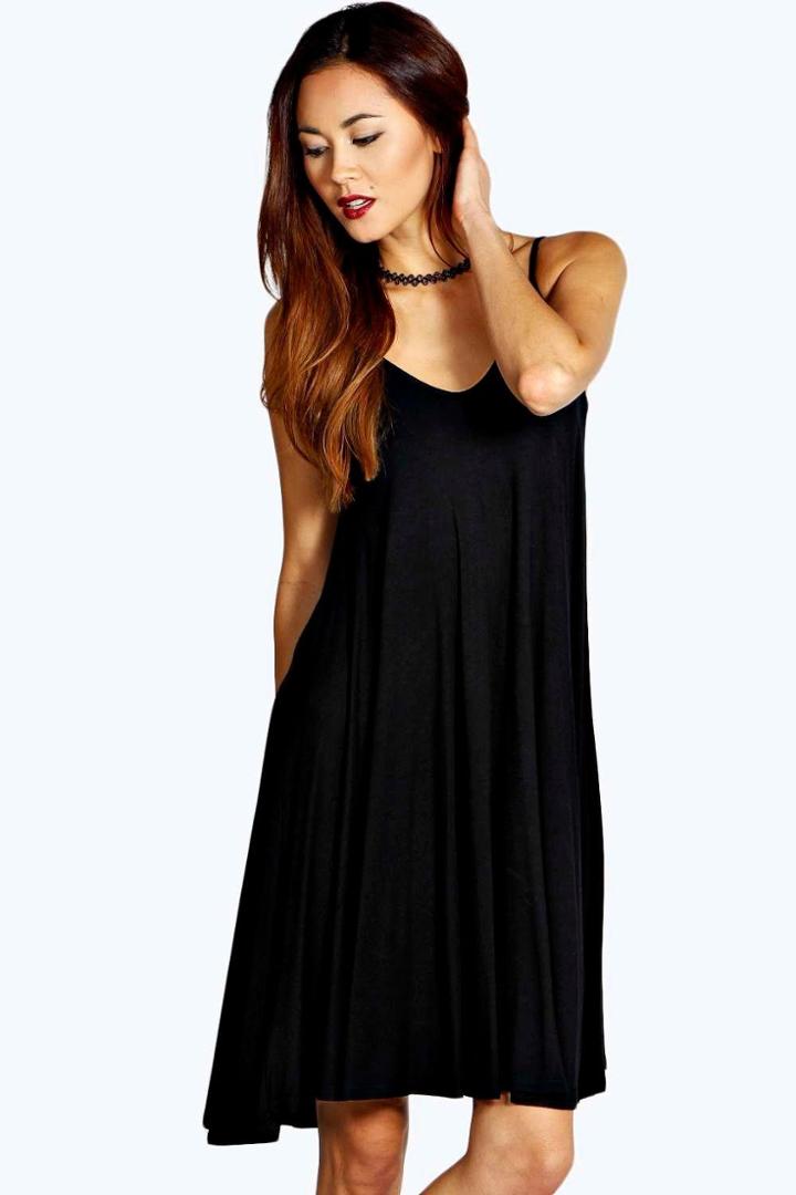 Boohoo Kelly Strappy Swing Dress Black