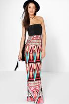 Boohoo Tall Lani Bandeau Printed Maxi Dress Multi