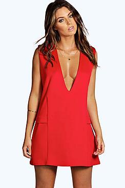 Boohoo Juliet Deep Plunge Tunic Dress