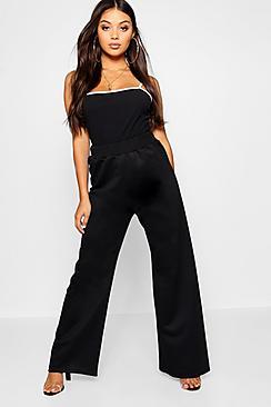 Boohoo Petite Wide Leg Tie Waisted Detail Jogger