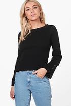Boohoo Alice Lace Up Sleeve Rib Knit Jumper