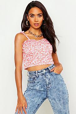 Boohoo Tie Strap Detail Bust Top
