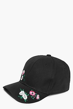 Boohoo Maddison Pink Rose Embroidered Cap