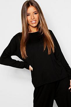 Boohoo Petite Basic Jersey Long Sleeve Pj Top