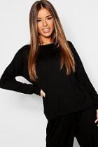 Boohoo Petite Basic Jersey Long Sleeve Pj Top