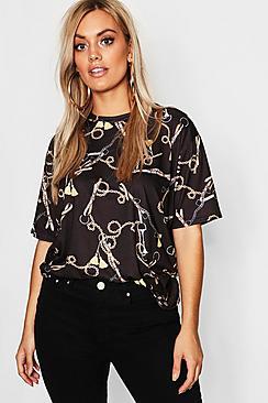 Boohoo Plus Chain Print Oversized T-shirt