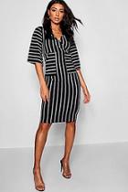 Boohoo Stripe Wrap Front Midi Dress