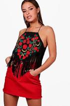 Boohoo Petite Freya Hanky Hem Fringe Top